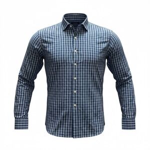 Ralph Lauren Purple Label Men's Blue Gingham Check Dress Shirt Size 17 Cotton